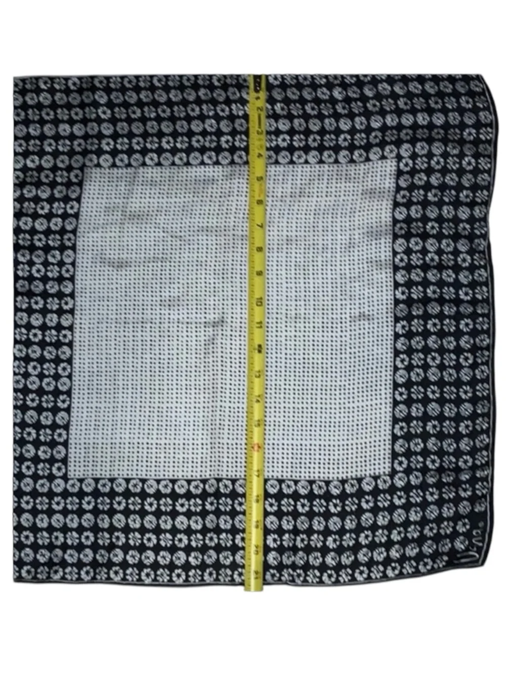 Vintage Vera Neumann Scarf Black White Rayon Silk Geometric Japan 21” Square